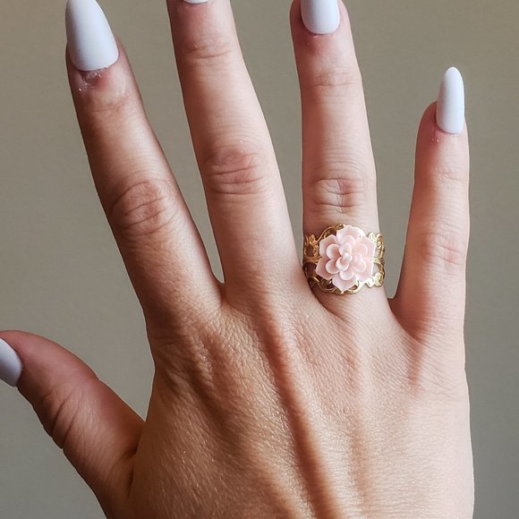 Vintaged pink succulent Lace Ring - Picture 8 of 8